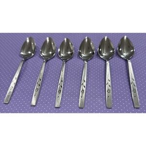 Oneida Oneidacraft Deluxe Capistrano Stainless Steel Teaspoons‎ Spoon Set Of 6